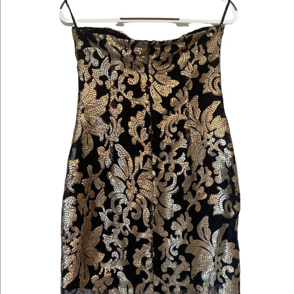 Gianni Bini Strapless Black and Gold Dress - Picture 4 of 14